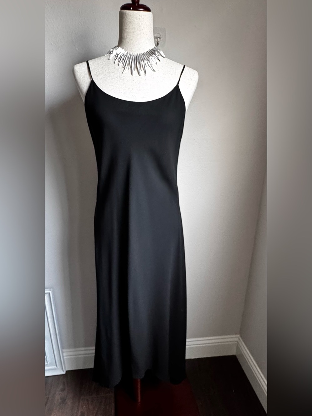 Papell Boutique Black Low Back Slip Maxi Dress Size 12